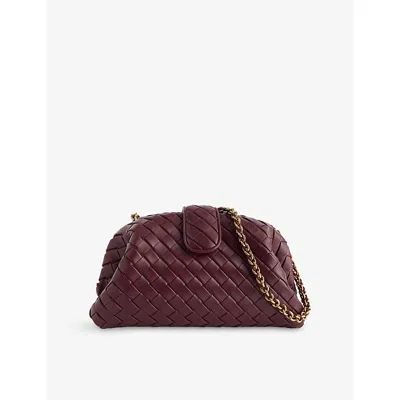 Bottega Veneta Womens Lauren 1980 Intrecciato-leather Clutch Bag Barolo-m Brass
