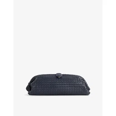 Bottega Veneta Womens Midnight-brass V Lauren Large Leather Clutch Bag