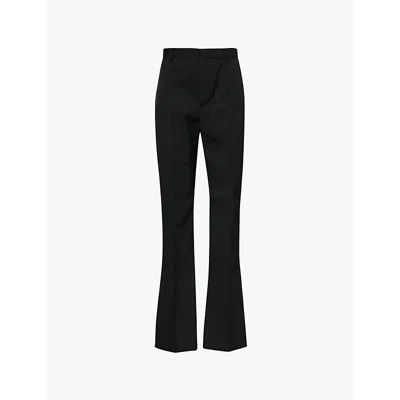 Bottega Veneta Womens Black Mid-rise Straight-leg Wool Trousers