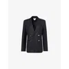 Bottega Veneta Womens Notched-lapel Double-breasted Regular-fit Wool Jacket Black Dark Blue In Black Dark Blue