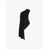 Bottega Veneta Womens Black One-shoulder Asymmetrical Ruched Stretch-woven Top In Black