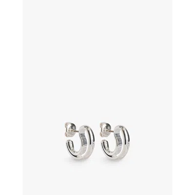 Bottega Veneta Womens  Open Drop Sterling-silver Earrings