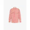 Bottega Veneta Womens Moon Red Relaxed-fit Check-pattern Cotton Shirt In Moon Red