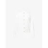 Bottega Veneta Womens Rib Knot-button Wool Knitted Cardigan Chalk
