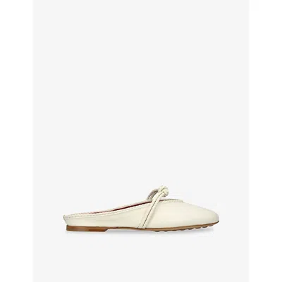 Bottega Veneta Lagoon Nappa Leather Knotted Mary Jane Ballerina Mules In White