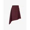 Bottega Veneta Womens Aubergine Sartorial Asymmetric Wool Midi Skirt In Aubergine