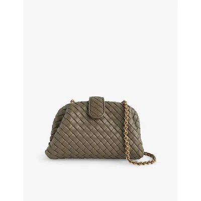 Bottega Veneta Womens Small Lauren 1980 Leather Clutch Bag Cypress-muse Brass