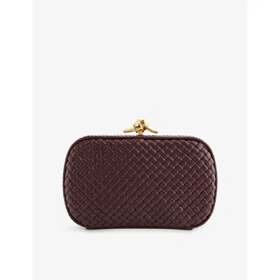 Bottega Veneta Womens Deep Mahogan-brass V Soft Knot Leather Clutch Bag
