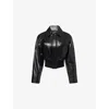 Bottega Veneta Womens Spread-collar Short Leather Blouson Jacket Black In Black