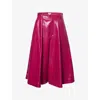 Bottega Veneta Womens Boysendberry Wide-leg High-rise Leather Culotte Trousers In Purple