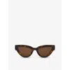 BOTTEGA VENETA BOTTEGA VENETA WOMEN'S BROWN 6J000413 BV1249S CAT EYE-FRAME INJECTED SUNGLASSES