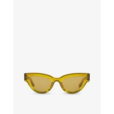 Bottega Veneta Womens Brown 6j000413 Bv1249s Cat Eye-frame Injected Sunglasses In Yellow