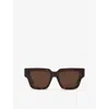 Bottega Veneta Womens Brown Bv1276s Rectangular-frame Acetate Sunglasses In Brown