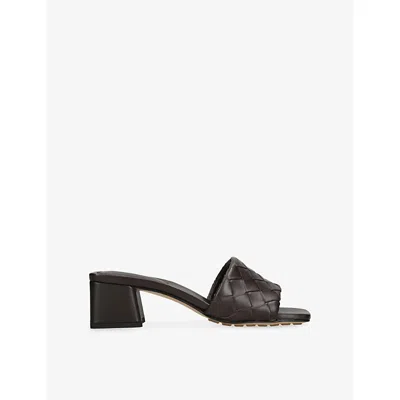 Bottega Veneta Womens Parco 45 Leather Mules Brown Eur 40 / 7 Uk In Animal Print