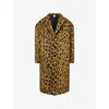 Bottega Veneta Womens Brushed Leopard Wool-blend Coat Camel Black Brown In Brown