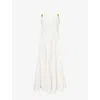 Bottega Veneta Womens Compact Metal Drop Cotton Midi Dress Chalk In White