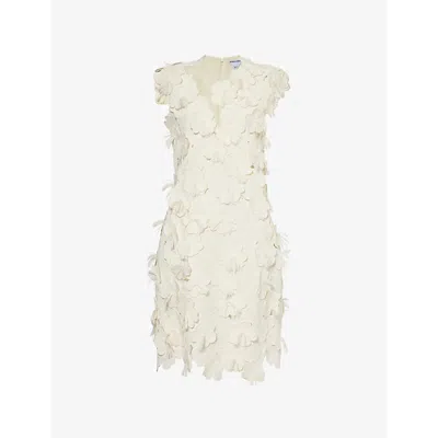 Bottega Veneta Womens  Flower-embroidered Sleeveless Silk-blend Mini Dress In Chalk