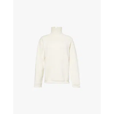 Bottega Veneta Womens High-neck Long-sleeve Cashmere Jumper Chalk