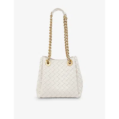 Bottega Veneta Womens Chalk-m Brass Parachute Mini Leather Shoulder Bag