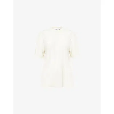 Bottega Veneta Womens Rleaxed-fit Round-neck Cashmere-knit T-shirt Chalk In White