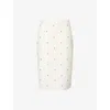 Bottega Veneta Womens Matches Embroidered Fine-knit Cotton-blend Midi Skirt Chalk-vernis In Chalk-vernis