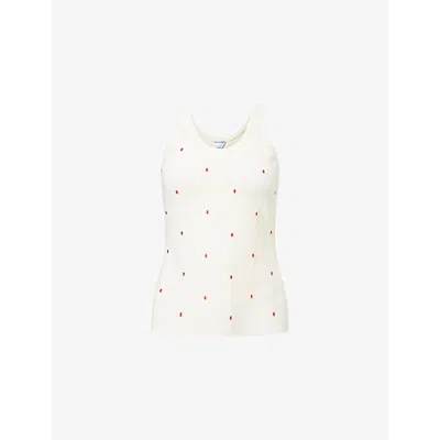 Bottega Veneta Womens Matches-intarsia Cotton-blend Knitted Tank Top Chalk-vernis In Chalkvernis