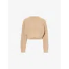Bottega Veneta Womens  Crop Round-neck Wool And Cashmere-blend Jumper In Desert