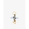 Bottega Veneta Womens Triangle Knot Leather And Metal Keyring Cypress-ice-gold