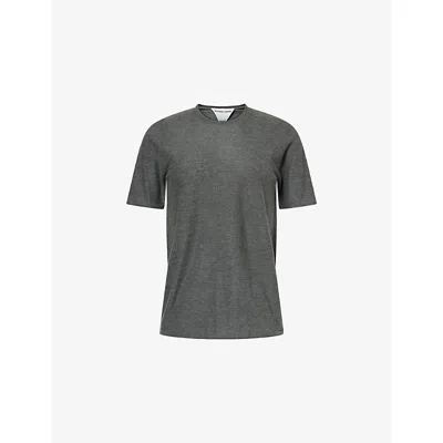 Bottega Veneta Womens  Short-sleeve Rolled-hem Cashmere T-shirt In Gray