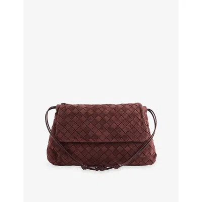 Bottega Veneta Womens  Giorno Intrecciato Suede Pouch