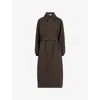Bottega Veneta Womens  Intrecciato-collar Belted Cotton Trench Coat In Brown
