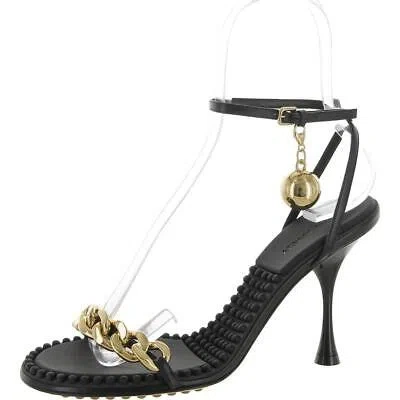 Pre-owned Bottega Veneta Womens Dot Leather Chain And Ball Pumps Shoes Bhfo 2210 In Black