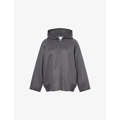 Bottega Veneta Womens Double-face Wool Blouson Jacket Charcoal Melange
