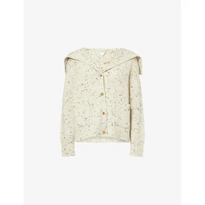 BOTTEGA VENETA WOMENS DOVE KNOT RIBBED WOOL-BLEND CARDIGAN