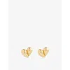 Bottega Veneta Womens Drop Heart 18ct Yellow Gold-plated Sterling-silver Stud Earrings