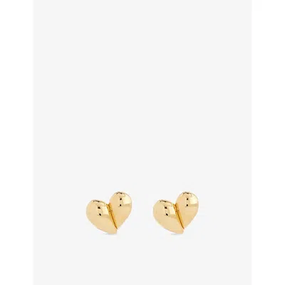 Bottega Veneta Womens Drop Heart 18ct Yellow Gold-plated Sterling-silver Stud Earrings