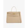 Bottega Veneta Womens Ecru-muse Brass Andiamo Medium Leather Top-handle Bag