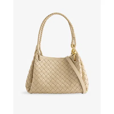Bottega Veneta Womens Ecru-muse Brass Parachute Intrecciato Medium Leather Shoulder Bag In Multi