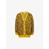 Bottega Veneta Womens V-neck Leopard Wool-blend Cardigan Egg Yolk Fondant In Multi