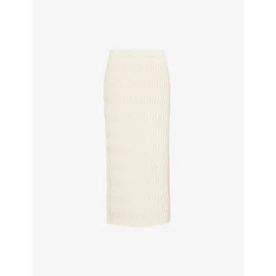 BOTTEGA VENETA WOMENS STRING EMBOSSED-PATTERN HIGH-WAIST WOOL MIDI SKIRT