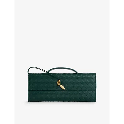 Bottega Veneta Womens Andiamo Leather Clutch Bag Emerald Green-m Bras