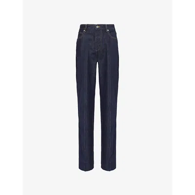 Bottega Veneta Womens  Five-pockets Straight-leg High-rise Denim Jeans In Indigo
