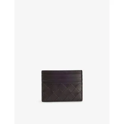 Bottega Veneta Womens Fondant-gold Intrecciato-weave Leather Card Holder