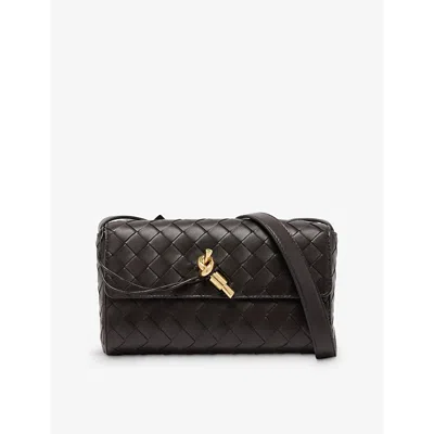 Bottega Veneta Andiamo Intrecciato Leather Shoulder Bag In Fondant-m Brass
