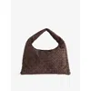 Bottega Veneta Womens Fondant-m Brass Hop Intrecciato Medium Suede Shoulder Bag In Brown