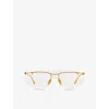 Bottega Veneta Womens  Bv1272s Rectangle-frame Metal Glasses