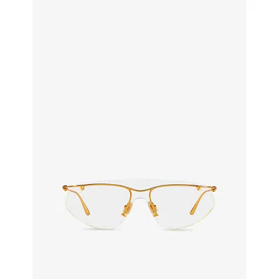Bottega Veneta Womens  Bv1272s Rectangle-frame Metal Glasses