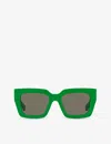 Bottega Veneta Womens Green 6j000394 Bv1212s Rectangle-frame Acetate Sunglasses In Green