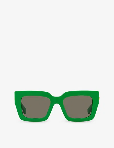 BOTTEGA VENETA WOMENS GREEN 6J000394 BV1212S RECTANGLE-FRAME ACETATE SUNGLASSES