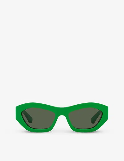BOTTEGA VENETA WOMENS GREEN BV1221S CAT-EYE ACETATE SUNGLASSES